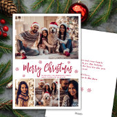 Cartes Pour Fêtes Annuelles Flocon de neige élégant en script rouge 4 Photo No