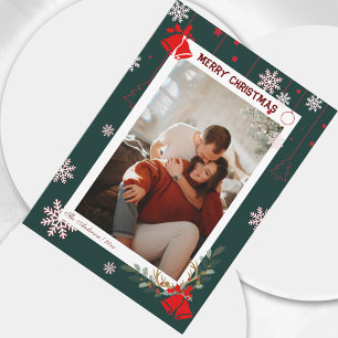 Cartes Pour Fêtes Annuelles Flocon de neige élégant Fleur de Noël Photo joyeux