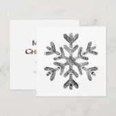 Cartes Pour Fêtes Annuelles Flocon de neige en argent Noël moderne élégant (Devant / Derrière)