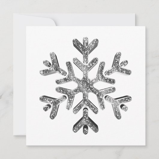 Cartes Pour Fêtes Annuelles Flocon de neige en argent Noël moderne élégant (Devant)