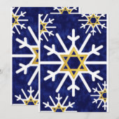 Cartes Pour Fêtes Annuelles Flocon de neige en étoile de David (Devant / Derrière)