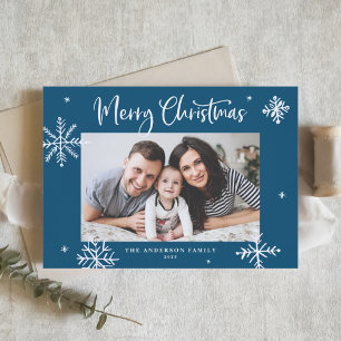 Cartes Pour Fêtes Annuelles Flocon de neige en gros bleu Joyeux Noël Photo