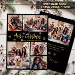 Cartes Pour Fêtes Annuelles Flocon de neige en or noir 5 photo Collage Noël<br><div class="desc">Calligraphie moderne simple élégante Flocon de neige noir et or 5 Photo Collage Joyeux Noël Script Carte de vacances. VEUILLEZ NOTER QUE CES CARTES DE TAILLE 6, 5" X 8, 75" SONT PLUS GRANDES QUE LA MOYENNE, EN RAISON DE LA TAILLE PLUS GRANDE DE LA CARTE, IL EST PRESQUE CERTAIN...</div>