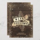 Cartes Pour Fêtes Annuelles Flocon de neige en or rustique Joyeux Noël (Devant / Derrière)