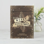Cartes Pour Fêtes Annuelles Flocon de neige en or rustique Joyeux Noël (Debout devant)