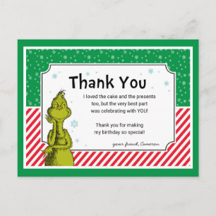 Cartes Pour Fêtes Annuelles Flocon de neige Grinch Merci d'anniversaire