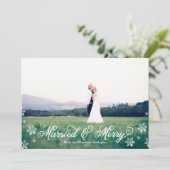 Cartes Pour Fêtes Annuelles Flocon de neige Marié et Joyeux Fêtes Pleine Bleue (Debout devant)