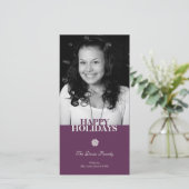 Cartes Pour Fêtes Annuelles Flocon de neige prune élégante voeux de Noël (Debout devant)