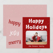 Cartes Pour Fêtes Annuelles Flocon de neige rose moderne Noël Joyeux (Devant / Derrière)