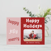 Cartes Pour Fêtes Annuelles Flocon de neige rose moderne Noël Joyeux (Debout devant)