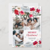 Cartes Pour Fêtes Annuelles Flocon de neige rouge vert Noël 4 photos (Devant)