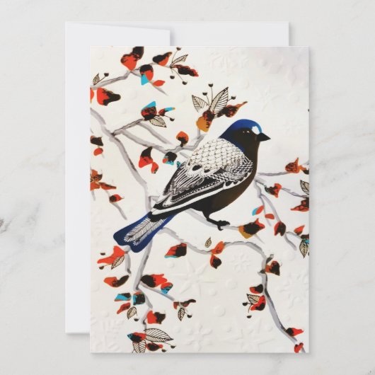 Cartes Pour Fêtes Annuelles Flocon de neige rustique doré d'oiseau d'hiver (Devant)