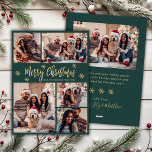 Cartes Pour Fêtes Annuelles Flocon de neige vert et or 5 Collage photo Noël<br><div class="desc">Calligraphie moderne simple élégante Flakes de neige vert et or 5 Collage photo Joyeux Script Carte de vacances. Ce modèle de carte de voeux festif, minimaliste et fantasque de cinq (5) photos de vacances présente un joli montage photo en grille, un flocon de neige et dit "Joyeux Noël"! Le texte...</div>