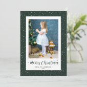 Cartes Pour Fêtes Annuelles Flocon de neige vert Snowflake Photo Joyeuses cart (Debout devant)
