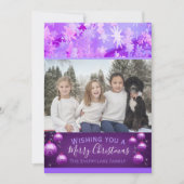 Cartes Pour Fêtes Annuelles Flocon de neige violet Photo de Noël (Devant)