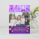 Cartes Pour Fêtes Annuelles Flocon de neige violet Photo de Noël (Debout devant)