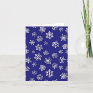 Cartes Pour Fêtes Annuelles Flocons blancs sur fond bleu cobalt profond