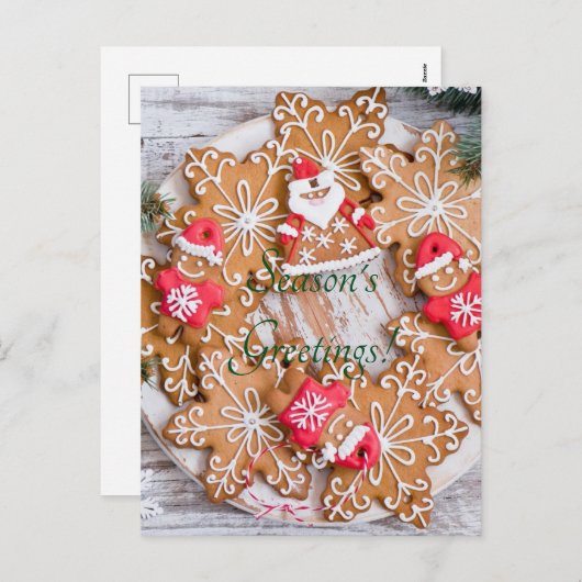Cartes Pour Fêtes Annuelles flocons de neige biscuits de Noël (Devant / Derrière)