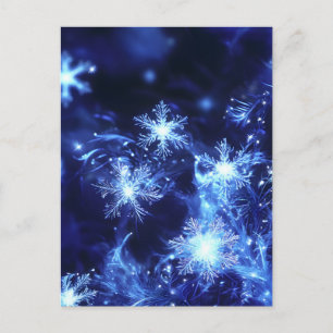 Cartes Pour Fêtes Annuelles Flocons de neige bleus scintillants d'hiver