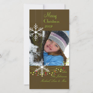 Cartes Pour Fêtes Annuelles Flocons de neige ~ chocolat noir, Noël vert