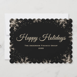 Cartes Pour Fêtes Annuelles Flocons de neige d'affaires noirs