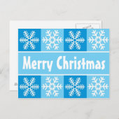 Cartes Pour Fêtes Annuelles Flocons de neige de Noël bleus (Devant / Derrière)