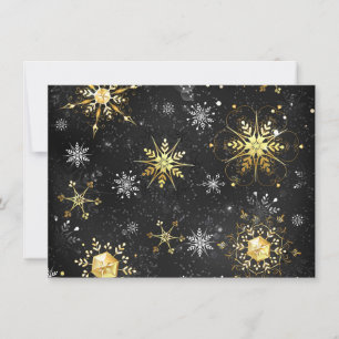 Cartes Pour Fêtes Annuelles Flocons de neige dorés de Noël sur fond noir
