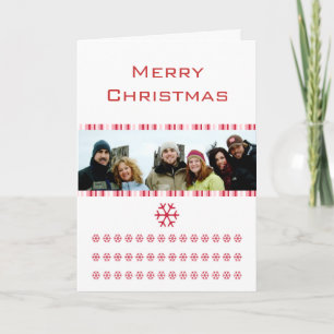 Cartes Pour Fêtes Annuelles Flocons de neige Joyeux Noël Rayures Photo de fami