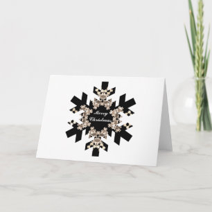Cartes Pour Fêtes Annuelles Flocons de neige noirs et blancs d'art de fractale