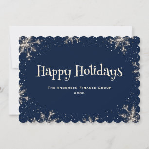Cartes Pour Fêtes Annuelles Flocons de neige scintillants bleus modernes Entre