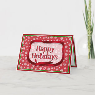 Cartes Pour Fêtes Annuelles Flocons de neige sur fond rouge