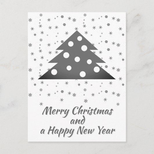 Cartes Pour Fêtes Annuelles Flocons de neige sur l'arbre de Noël Joyeux Script (Devant)