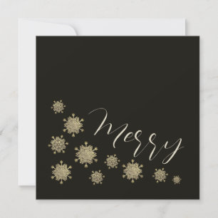 Cartes Pour Fêtes Annuelles Flocons de neige sur un Noël noir sans photo