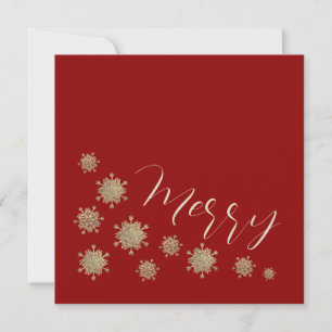 Cartes Pour Fêtes Annuelles Flocons de neige sur un Noël rouge non-photo