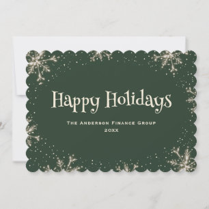 Cartes Pour Fêtes Annuelles Flocons de neige verts scintillants Entreprise
