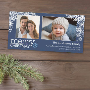 Cartes Pour Fêtes Annuelles Flocons de Noël joyeux - 2 photos - horizontal