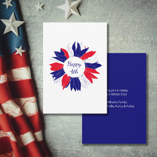 Cartes Pour Fêtes Annuelles Floral 4 Juillet Patriotique Rouge Bleu Bleu