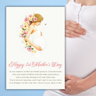 Cartes Pour Fêtes Annuelles Floral Attente de maman Joyeux 1ère fête des mères