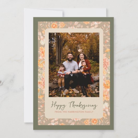 Cartes Pour Fêtes Annuelles Floral Automne Bon thanksgiving d'automne photo (Devant)