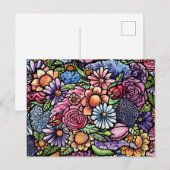 Cartes Pour Fêtes Annuelles Floral Bouquet Spring Flower (Devant / Derrière)