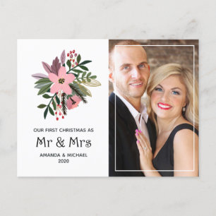 Cartes Pour Fêtes Annuelles Floral Bourgogne et rose Notre première photo de N