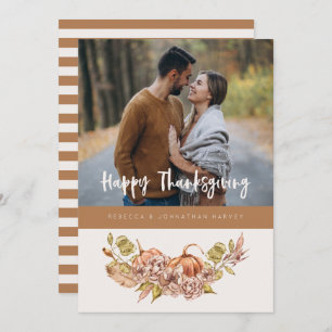 Cartes Pour Fêtes Annuelles Floral Citrouille Thanksgiving Fall Holiday Card