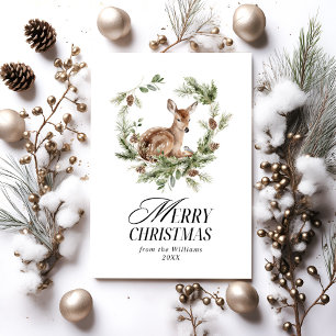 Cartes Pour Fêtes Annuelles Floral Deer Élégant Joyeux Noël Moderne