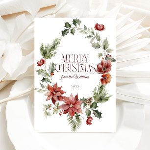 Cartes Pour Fêtes Annuelles Floral Elegant Aquarelle Joyeux Noël