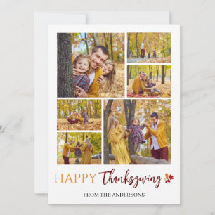 Cartes Pour Fêtes Annuelles Floral Fall Moderne Bon thanksgiving photo de fami