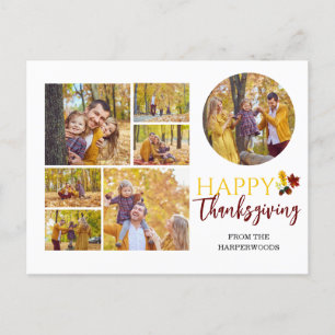 Cartes Pour Fêtes Annuelles Floral Fall Moderne Bon thanksgiving photo de fami
