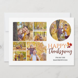 Cartes Pour Fêtes Annuelles Floral Fall Moderne Bon thanksgiving photo de fami