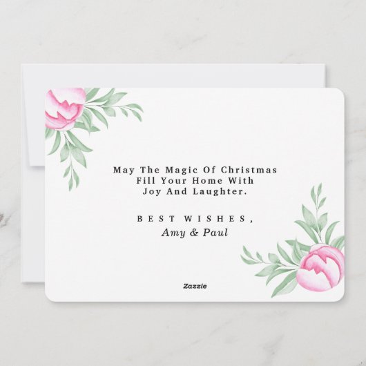 Cartes Pour Fêtes Annuelles Floral Gold Marié Et Joyeux Noël Photo (Dos)