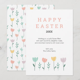 Cartes Pour Fêtes Annuelles Floral Happy Pâques mignonne Moderne Pastel Fleur 