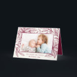 Cartes Pour Fêtes Annuelles Floral Imprint | Plume horizontal | Holiday photo<br><div class="desc">This stylish holiday Phogreeting card features délicate poinsettias,  berries,  and sprigs in plum over an ivory colored background. Easy to customize with your own photo and text!</div>